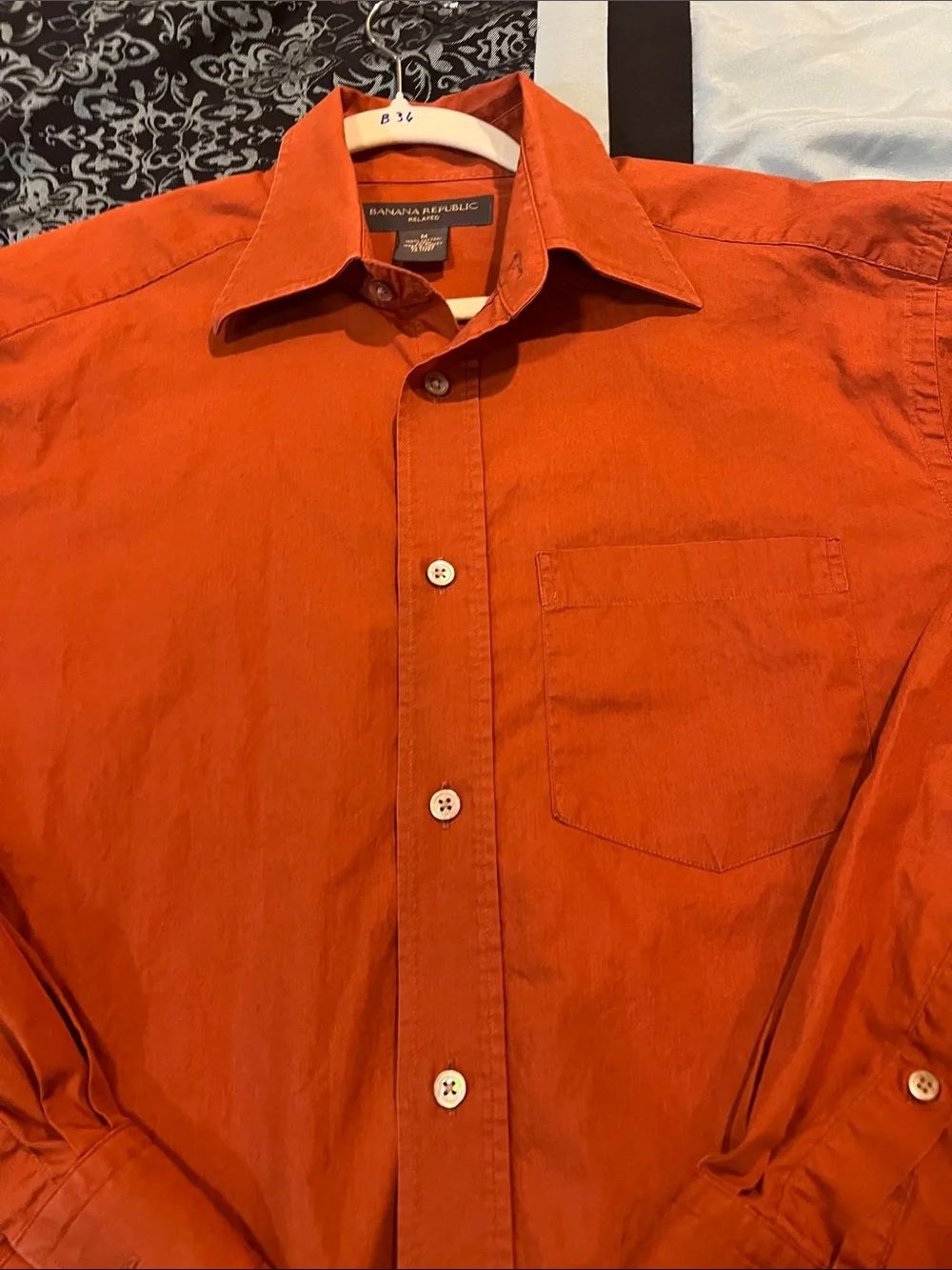 Banana Republic Orange Long-Sleeve Button-Up Dress Shirt